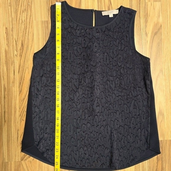 LOFT Lace Overlay Sleeveless Blouse Top Women's Size S Gray - Picture 5 of 6